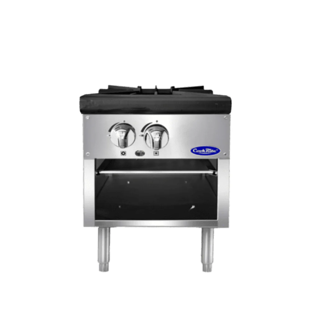 Atosa ATSP-18-1 18" Gas 2-Burner Single Stock Pot Stove with Standard Height - 80,000 BTU