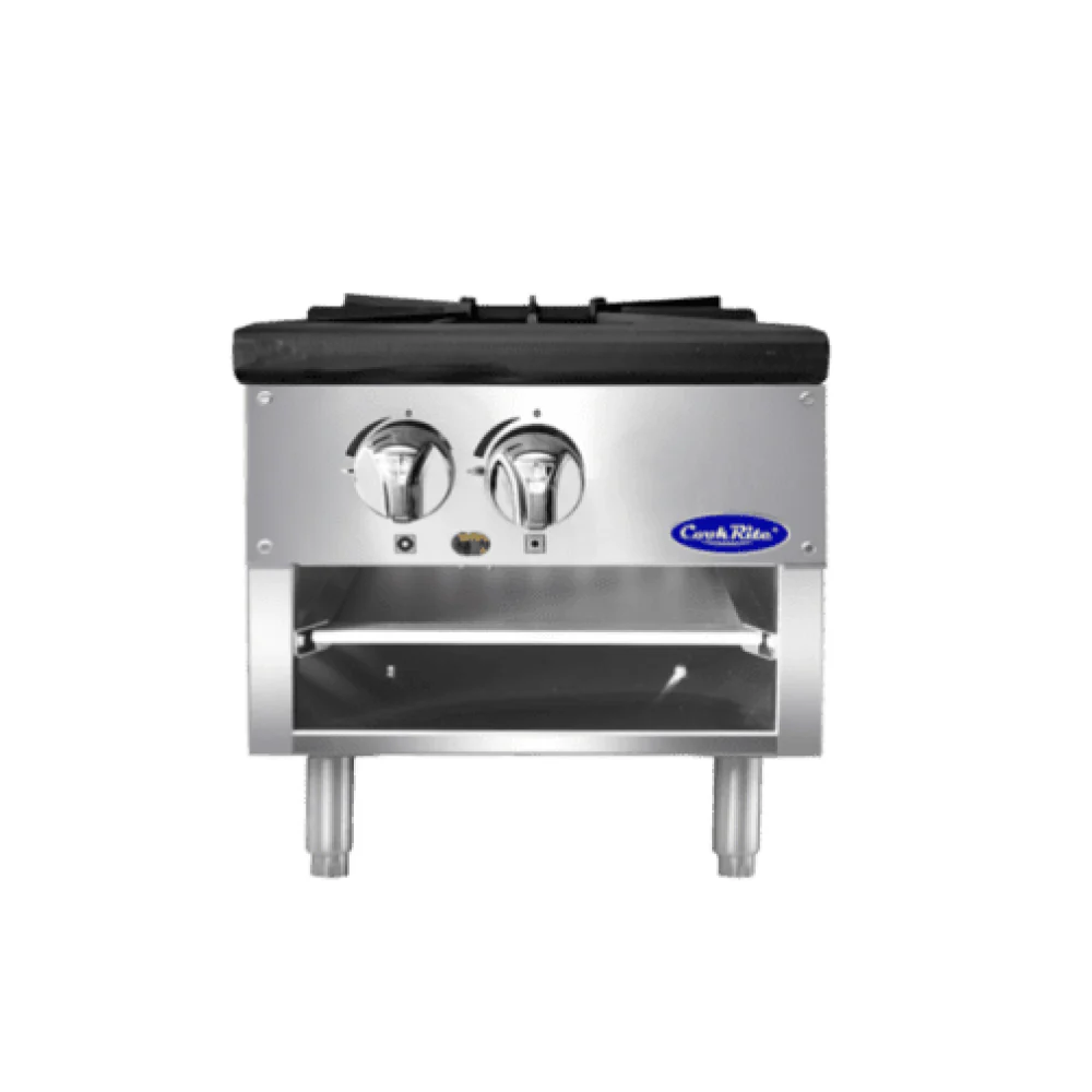 Atosa ATSP-18-1L 18" Gas 2-Burner Single Stock Pot Stove with Low Height - 80,000 BTU