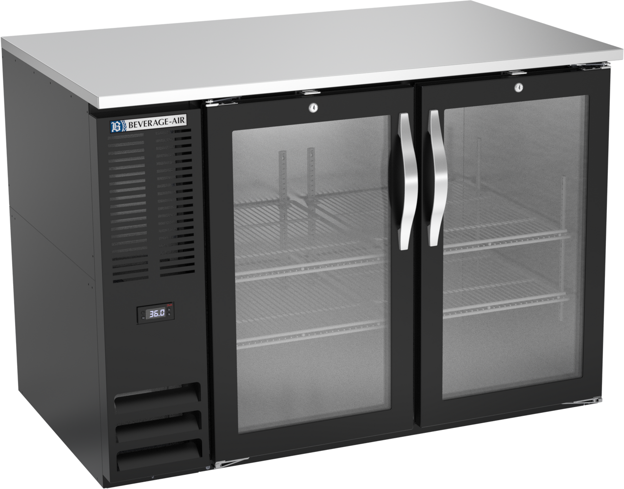 Beverage-Air - 48" Black Food Rated Back Bar Refrigerator w/ 2 Glass Swing Doors - BB48HC-FG-B