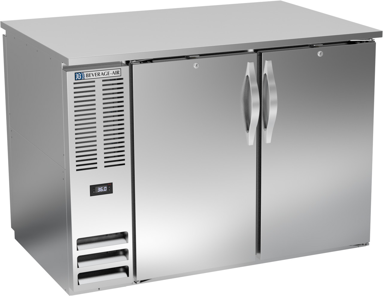 Beverage-Air - 48" Stainless Steel Food Rated Pass-Thru Back Bar Refrigerator w/ 4 Solid Swing Doors - BB48HC-F-PT-S