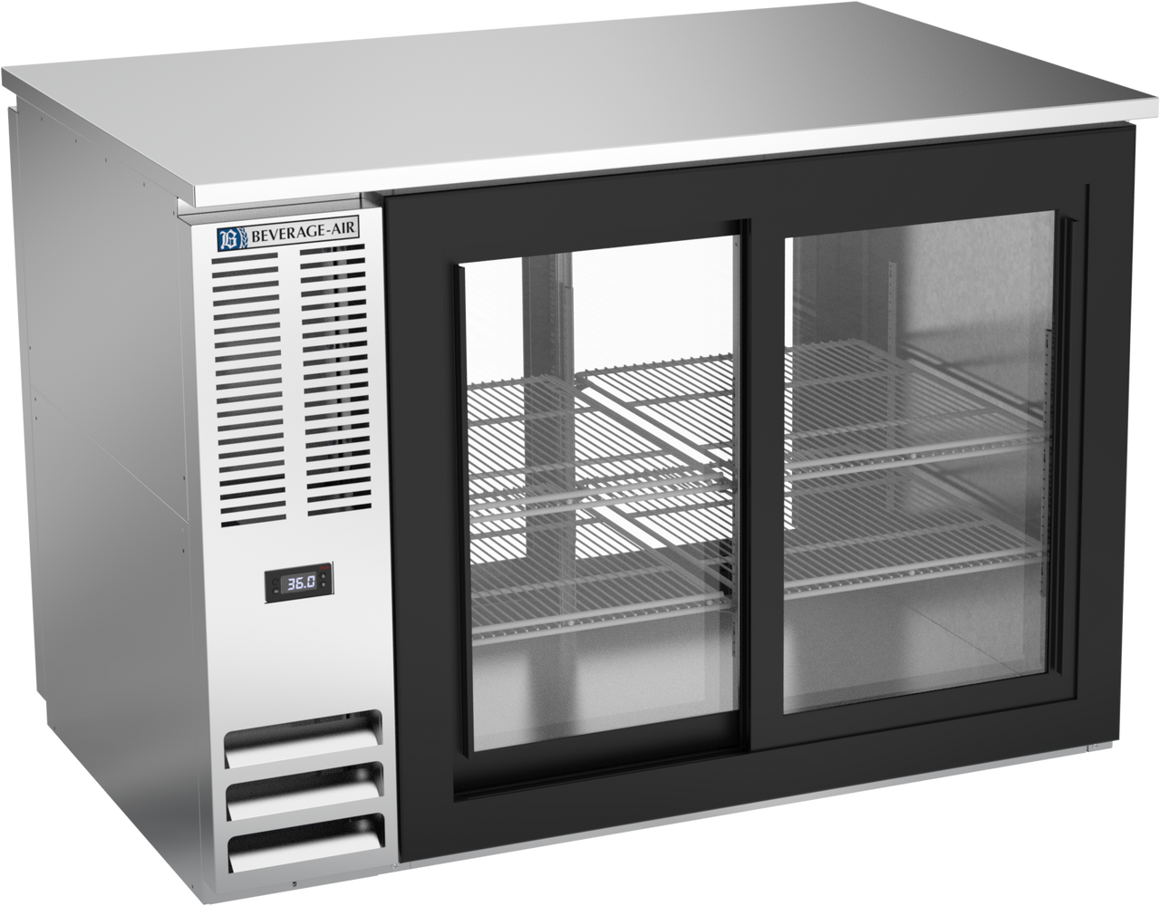 Beverage-Air - 48" Stainless Steel Pass-Thru Back Bar Refrigerator w/ 4 Sliding Glass Doors - BB48HC-GS-PT-S