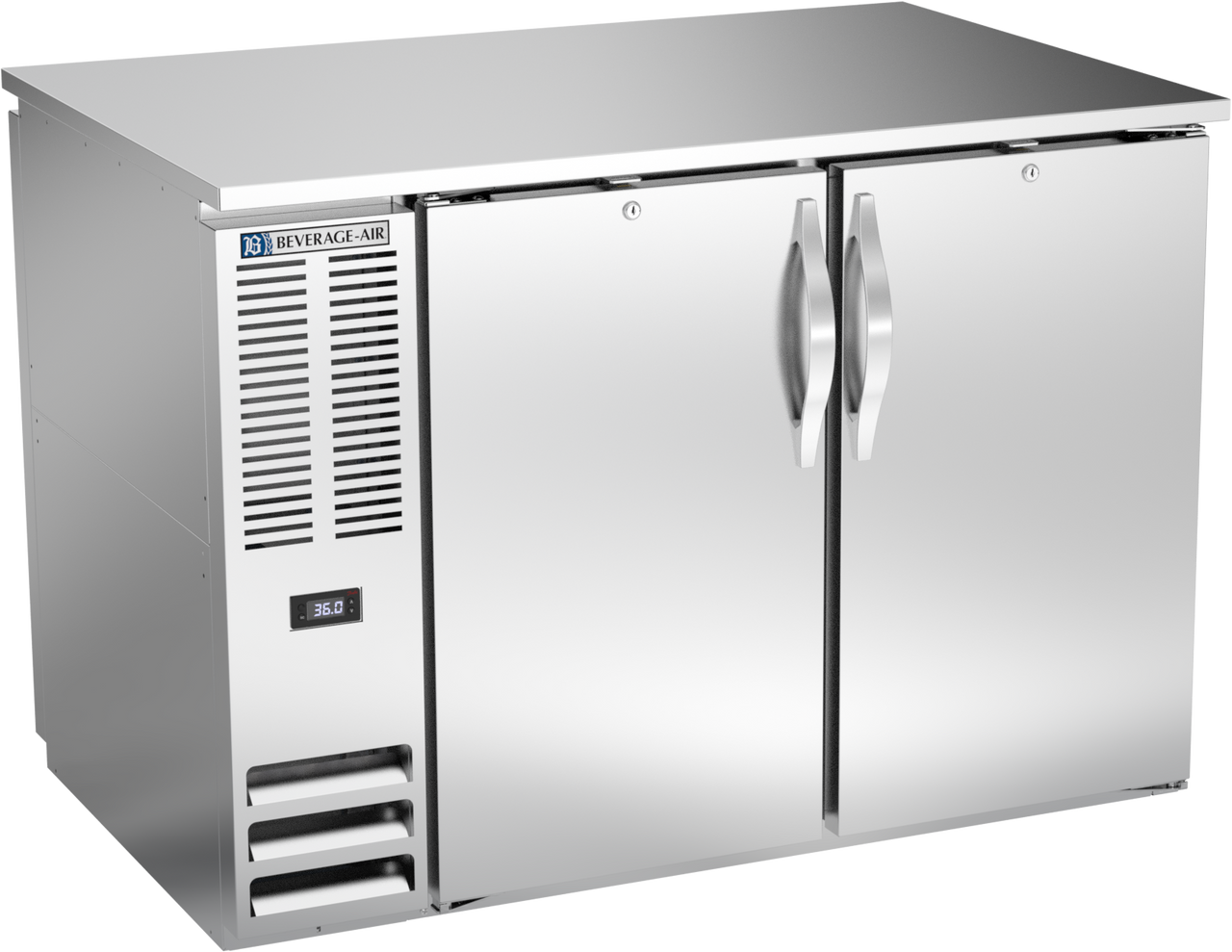 Beverage-Air - 48" Stainless Steel Pass-Thru Back Bar Refrigerator w/ 4 Solid Swing Doors - BB48HC-PT-S