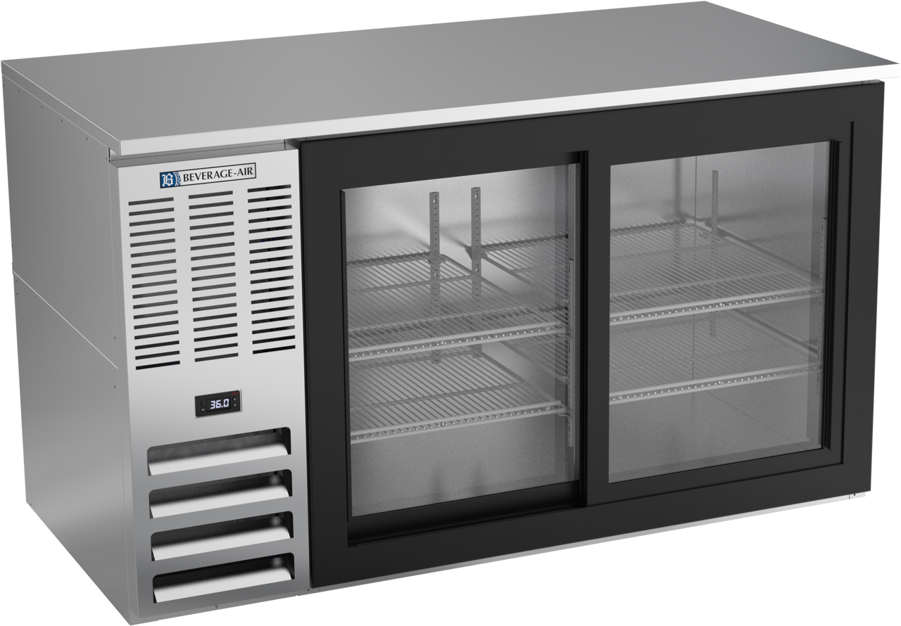 Beverage-Air - 58" Stainless Steel Back Bar Refrigerator w/ 2 Sliding Glass Doors - BB58HC-GS-S