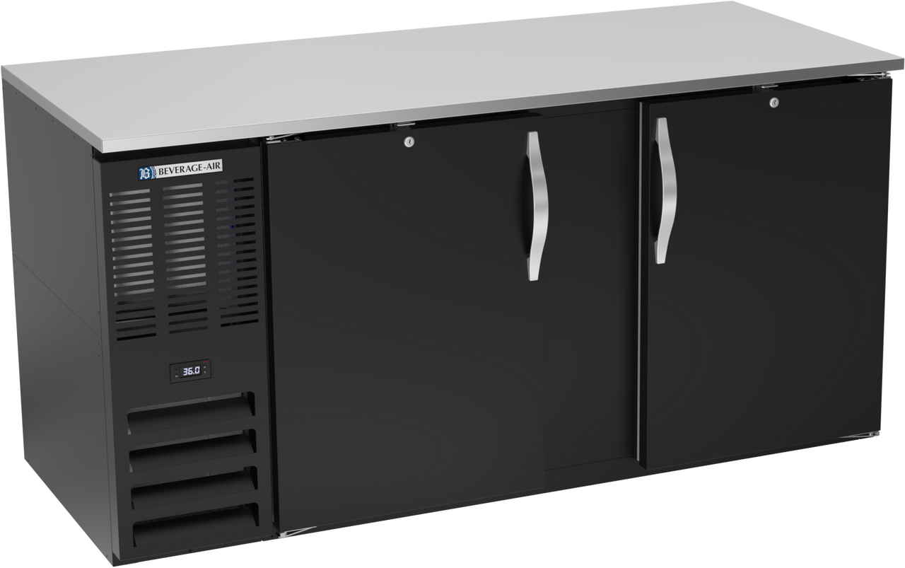 Beverage-Air - 68" Black Food Rated Back Bar Refrigerator w/ 2 Solid Swing Doors - BB68HC-F-B