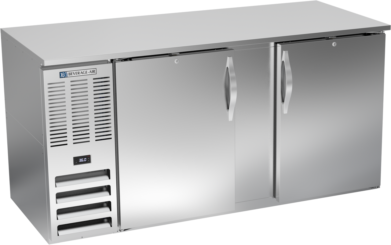 Beverage-Air - 68" Stainless Steel Back Bar Refrigerator w/ 2 Solid Swing Doors - BB68HC-S