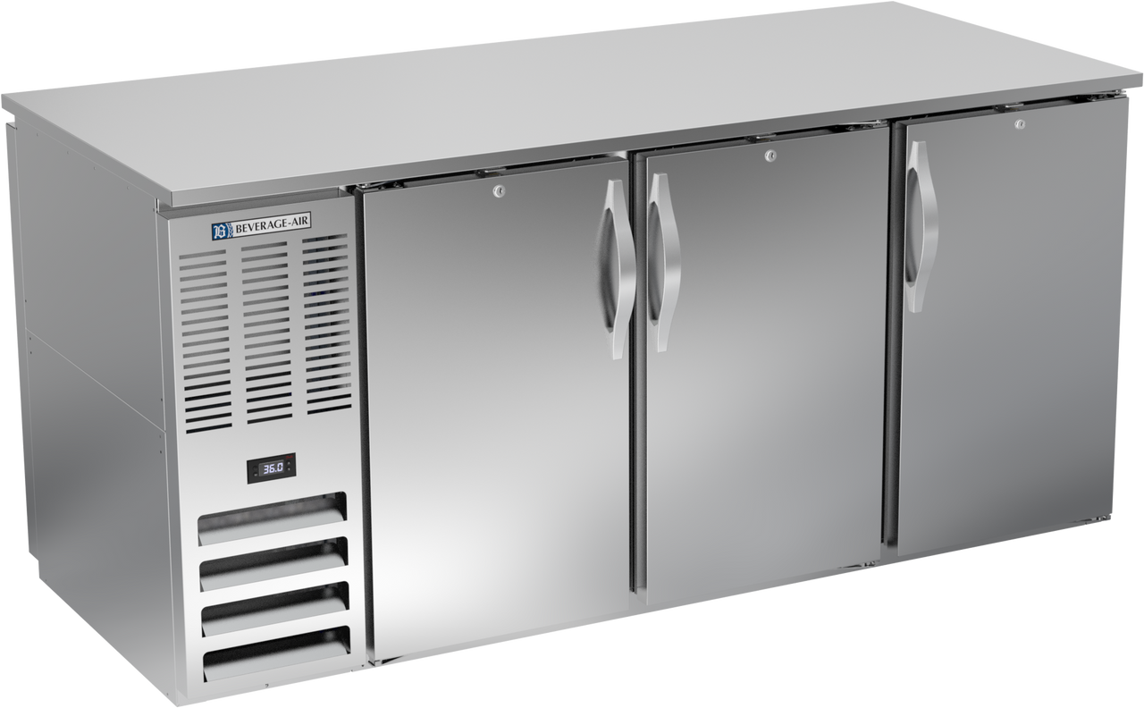 Beverage-Air - 72" Stainless Steel Food Rated Pass-Thru Back Bar Refrigerator w/ 6 Solid Swing Doors - BB72HC-F-PT-S