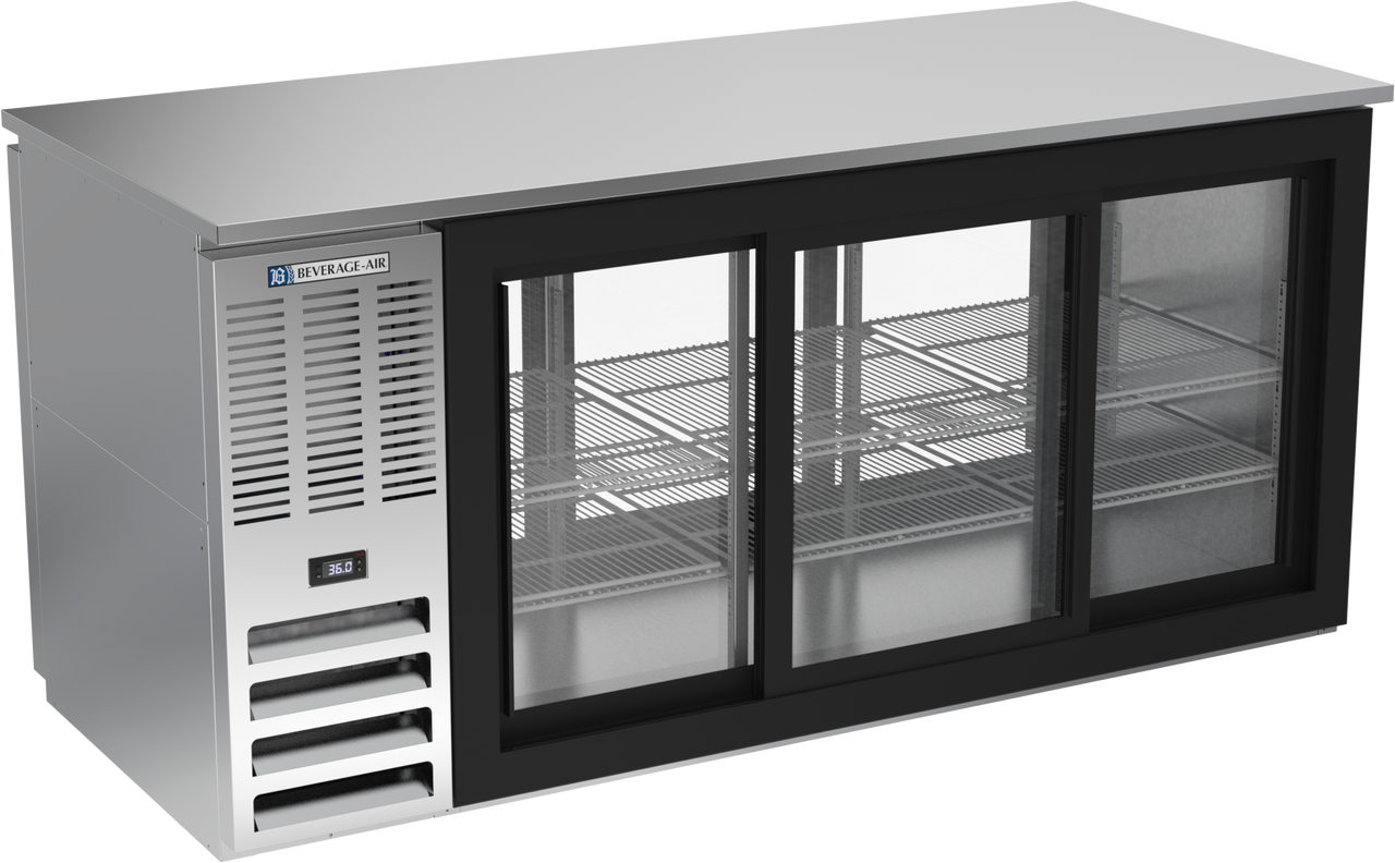 Beverage-Air - 72" Stainless Steel Pass-Thru Back Bar Refrigerator w/ 6 Sliding Glass Doors - BB72HC-GS-PT-S