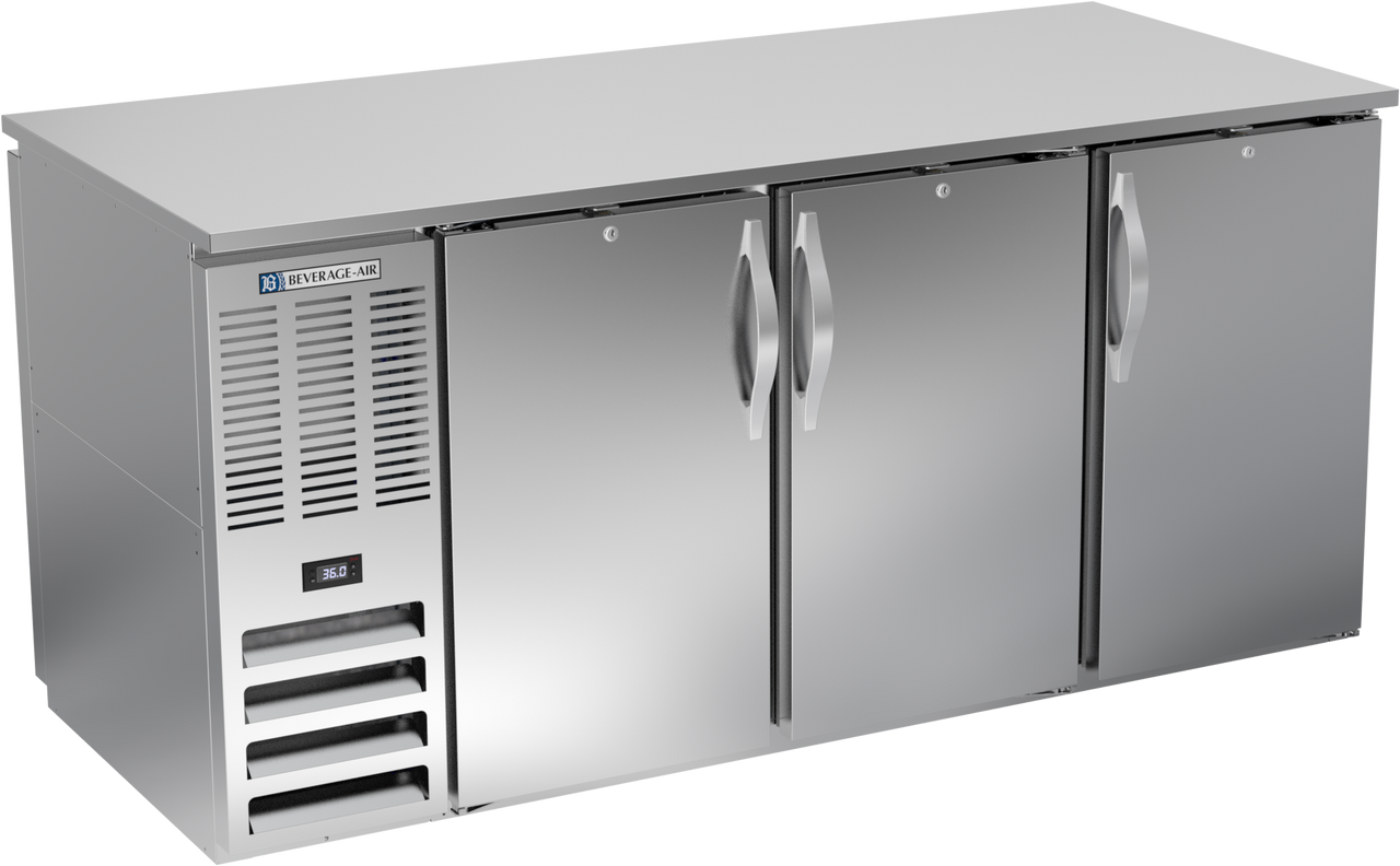 Beverage-Air - 72" Stainless Steel Pass-Thru Back Bar Refrigerator w/ 6 Solid Swing Doors - BB72HC-PT-S