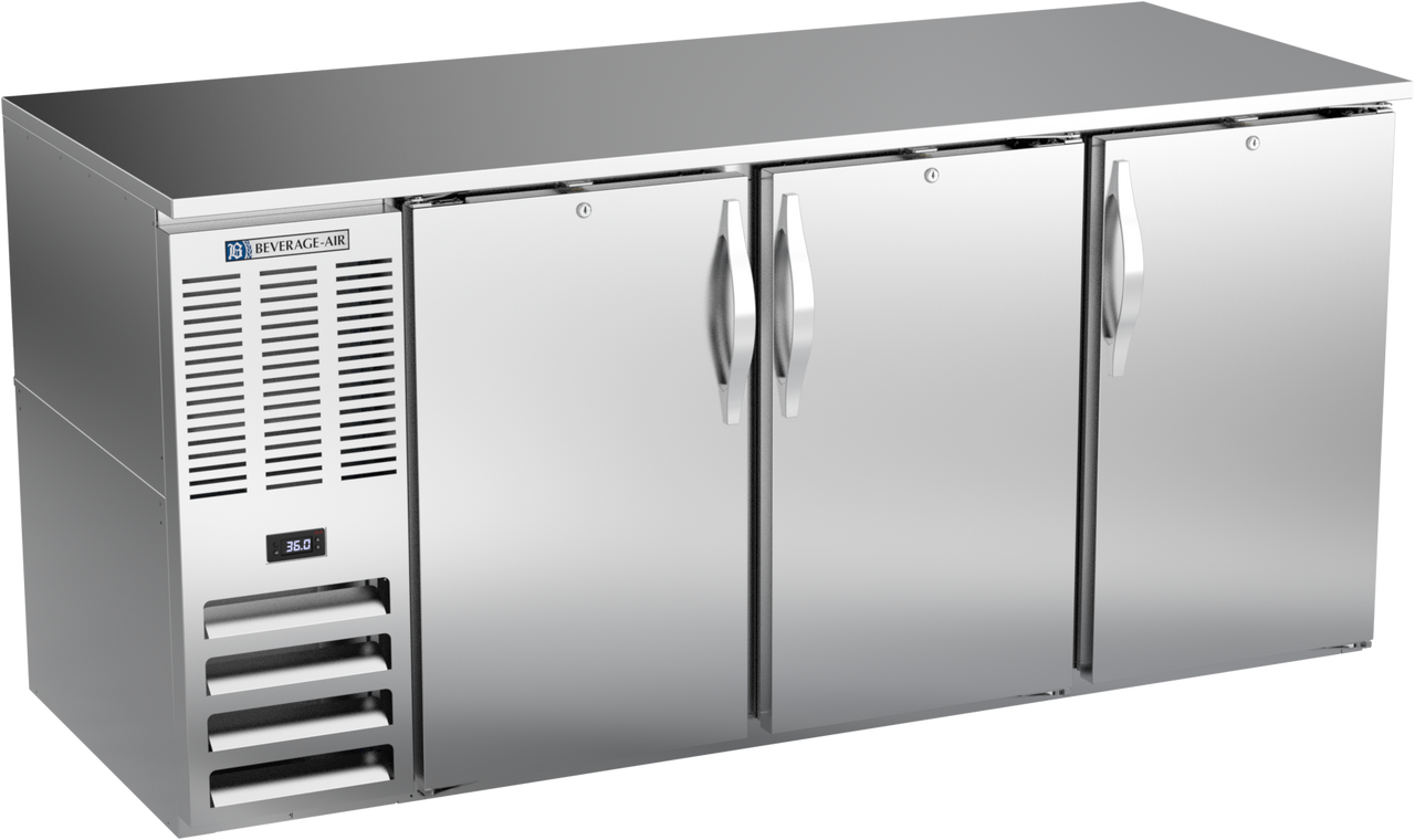 Beverage-Air - 72" Stainless Steel Back Bar w/ 3 Solid Swing Doors - BB72HC-S