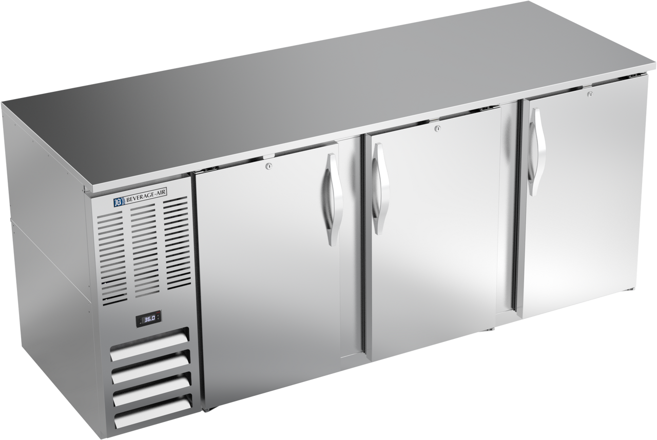 Beverage-Air - 78" Stainless Steel Back Bar w/ 3 Solid Swing Doors - BB78HC-S