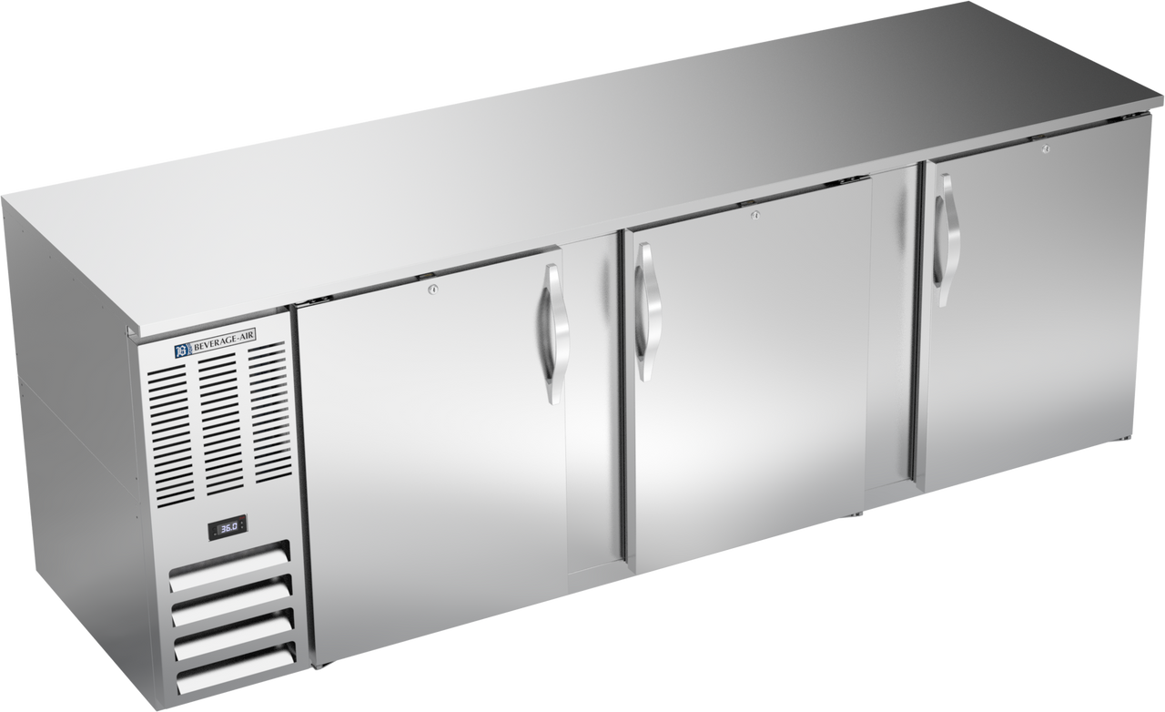 Beverage-Air - 94" Stainless Steel Back Bar w/ 3 Solid Swing Doors - BB94HC-S