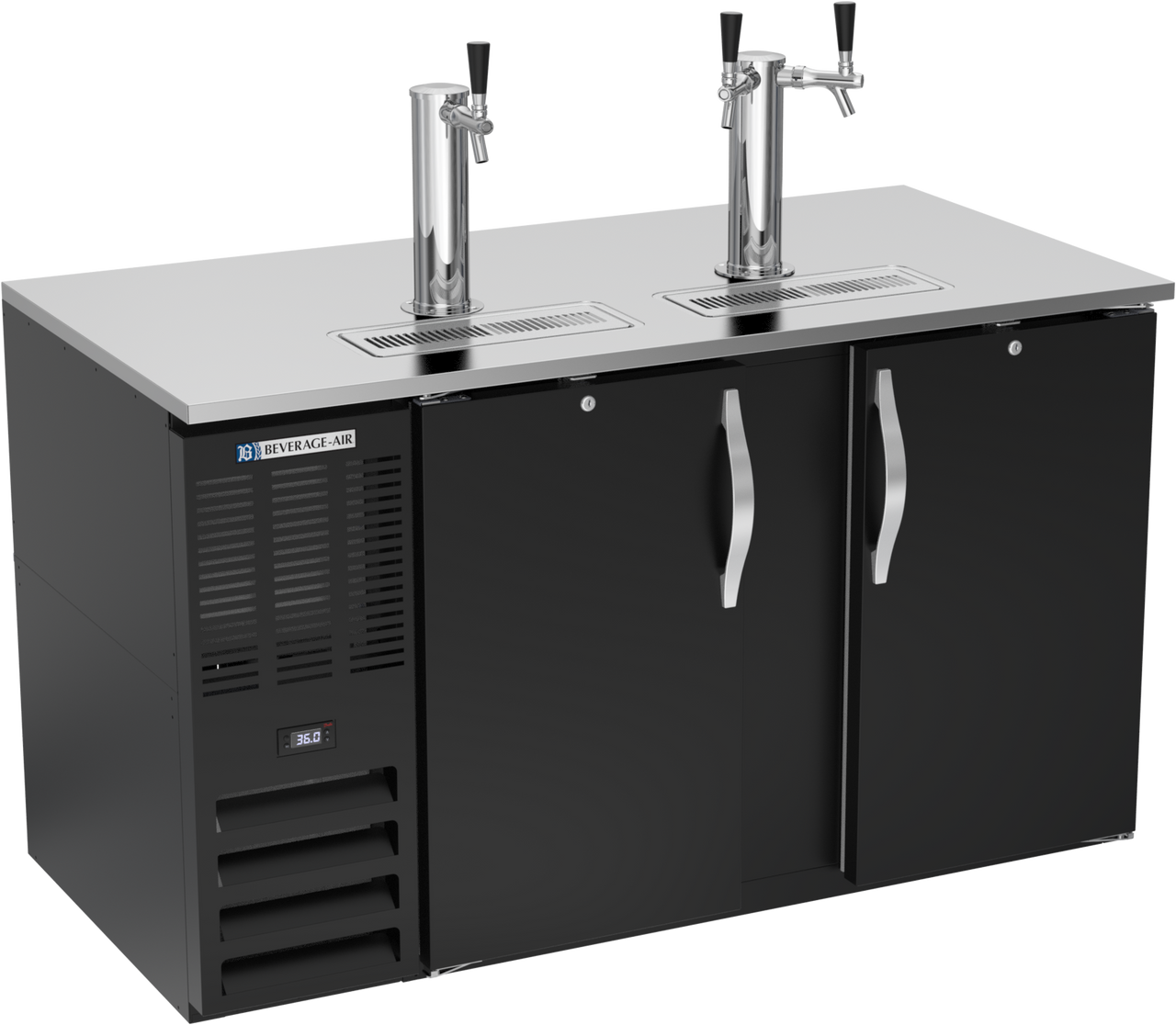 Beverage-Air - 58" Black Triple Tap Kegerator w/ 2 Solid Swing Doors - DD58HC-B