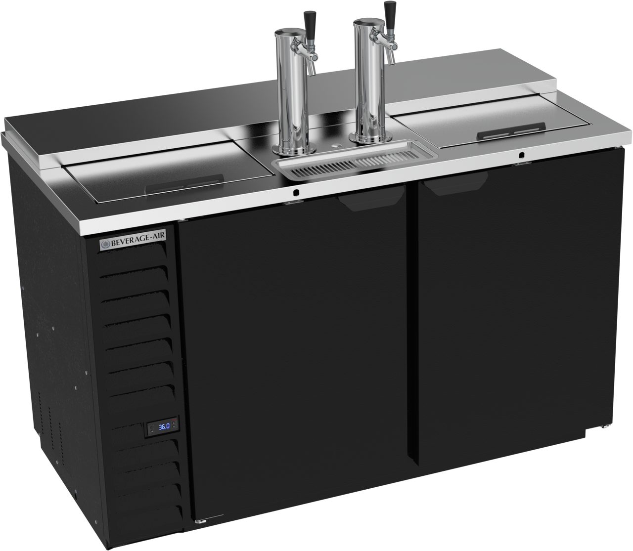Beverage-Air - 59" Black Two Tower Kegerator w/ Single Taps & Club Top - DD58HC-C-B
