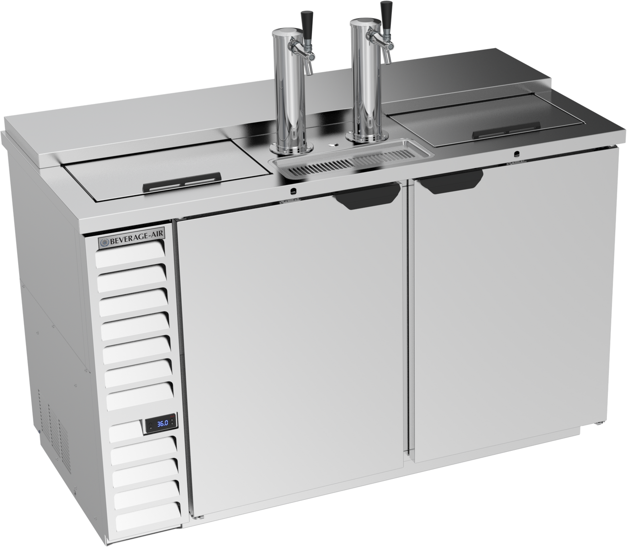 Beverage-Air - 59" Stainless Steel Two Tower Kegerator w/ Single Taps & Club Top - DD58HC-C-S