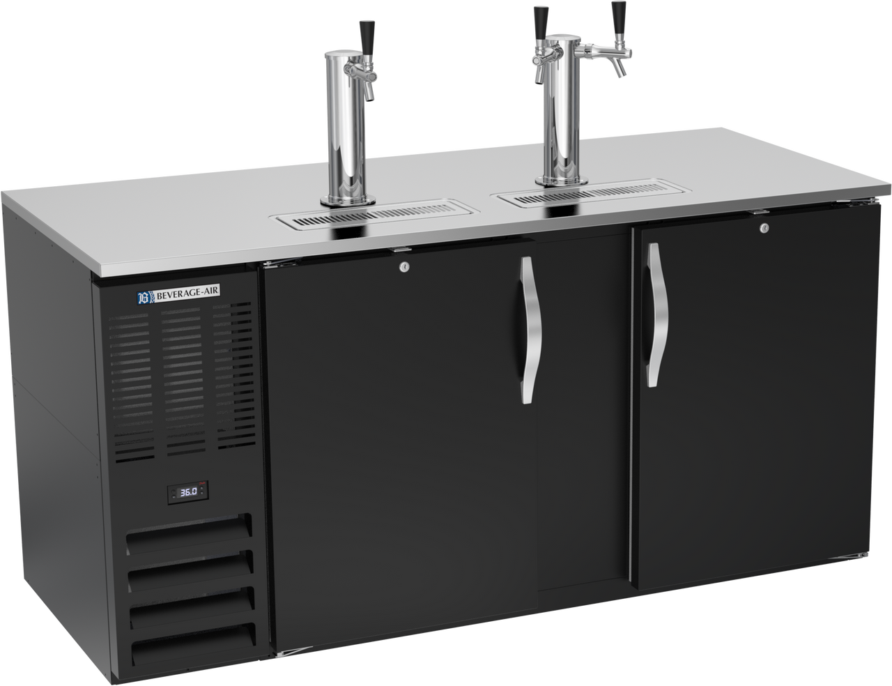 Beverage-Air - 68" Black Triple Tap Kegerator w/ 2 Solid Swing Doors - DD68HC-B