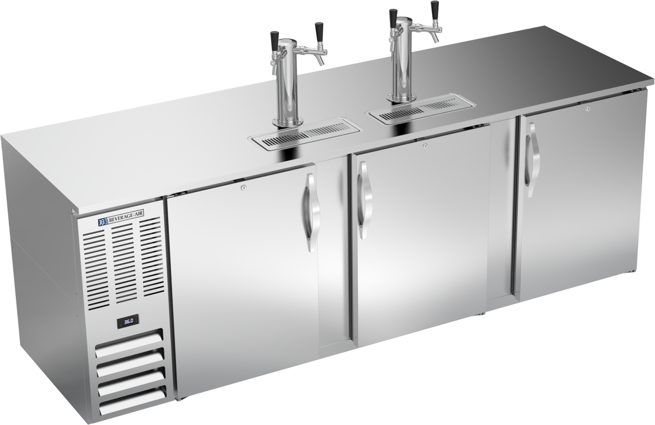 Beverage-Air - 94" Stainless Steel 4 Tap Kegerator w/ 3 Solid Swing Doors - DD94HC-S