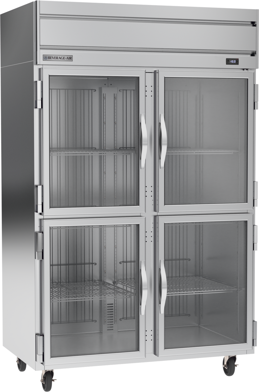 Beverage-Air - 52" Horizon Stainless Steel Reach-In Freezer w/ 4 Glass Swing Half Doors - HFPS2HC-1HG