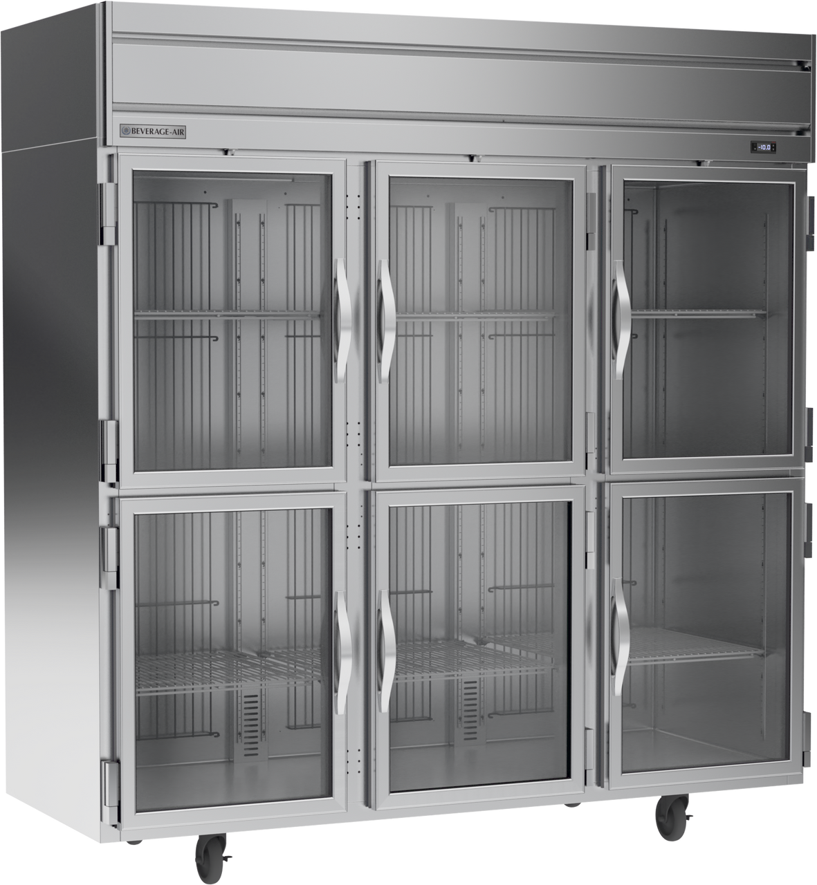 Beverage-Air - 78" Horizon Stainless Steel Reach-In Freezer w/ 6 Glass Swing Half Doors - HFPS3HC-1HG