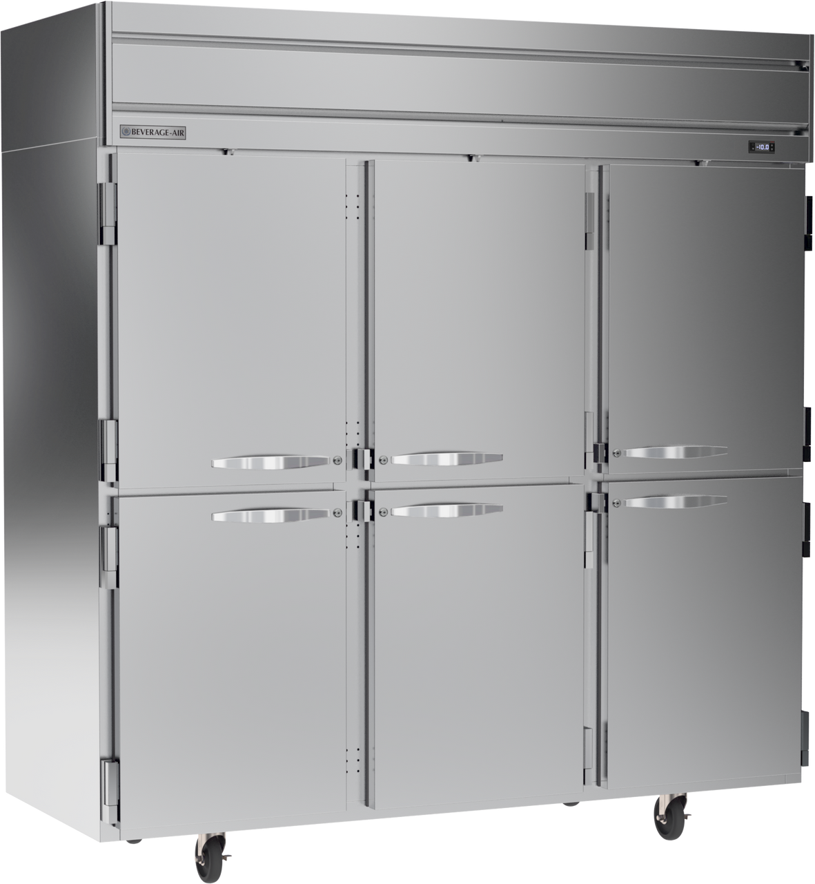 Beverage-Air - 78" Horizon Stainless Steel Reach-In Freezer w/ 6 Solid Swing Half Doors - HFPS3HC-1HS