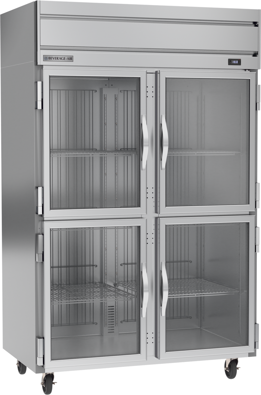 Beverage-Air - 52" Horizon Stainless Steel Reach-In Freezer w/ 4 Glass Swing Half Doors - HFS2HC-1HG