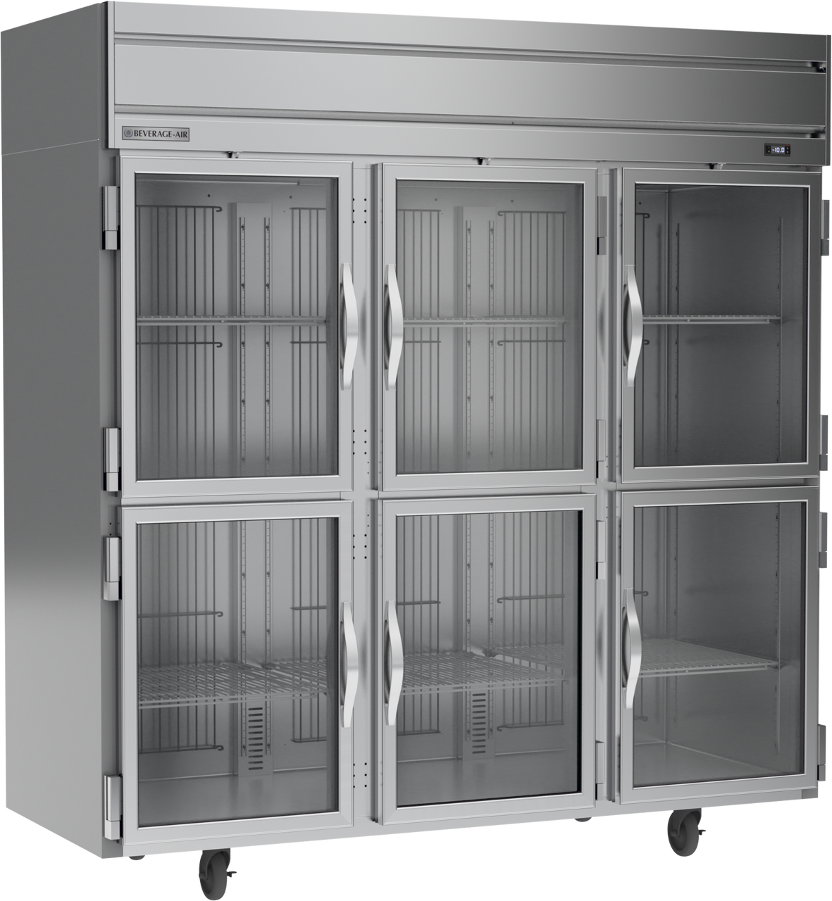 Beverage-Air - 78" Horizon Stainless Steel Reach-In Freezer w/ 6 Glass Swing Half Doors - HFS3HC-1HG