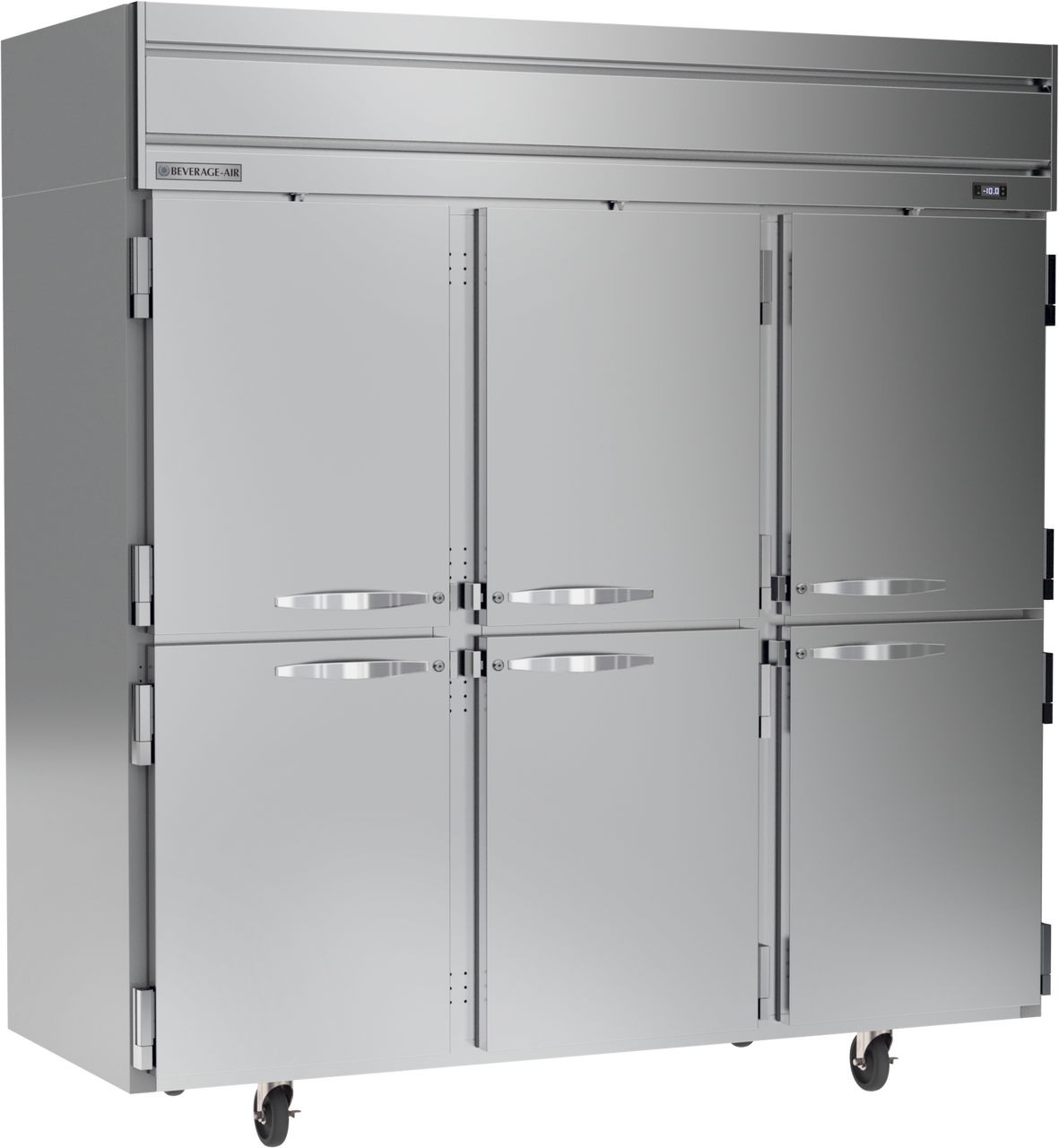 Beverage-Air - 78" Horizon Stainless Steel Reach-In Freezer w/ 6 Solid Swing Half Doors - HFS3HC-1HS