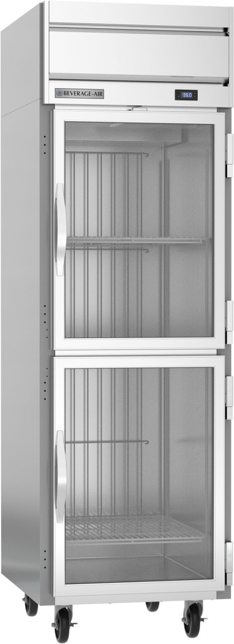 Beverage-Air - 26" Horizon Stainless Steel Reach-In Refrigerator w/ 2 Glass Swing Half Doors - HRS1HC-1HG