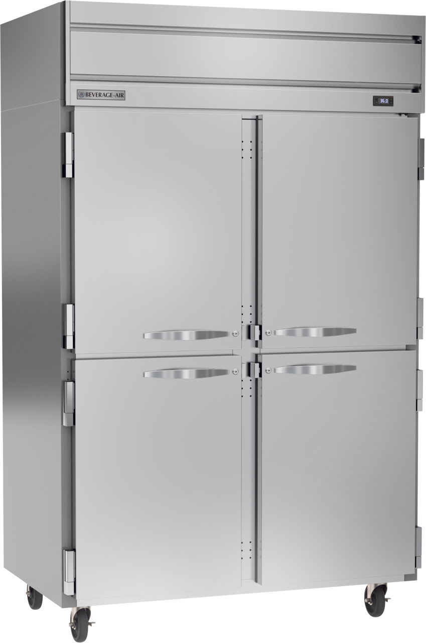 Beverage-Air - 52" Horizon Stainless Steel Reach-In Refrigerator w/ 4 Solid Swing Half Doors - HRS2HC-1HS