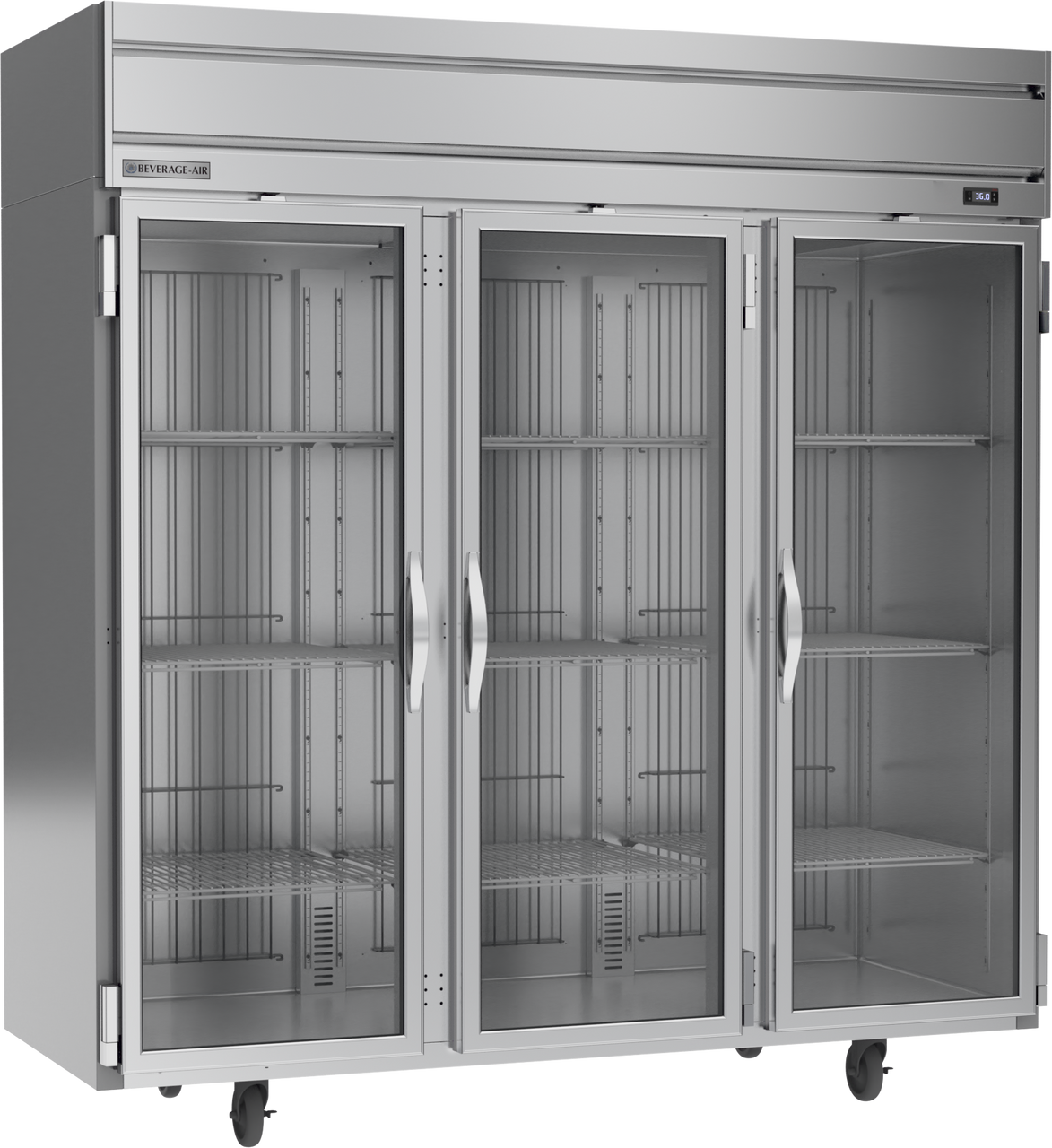 Beverage-Air - 78" Horizon Stainless Steel Reach-In Refrigerator w/ 3 Glass Swing Doors - HRS3HC-1G