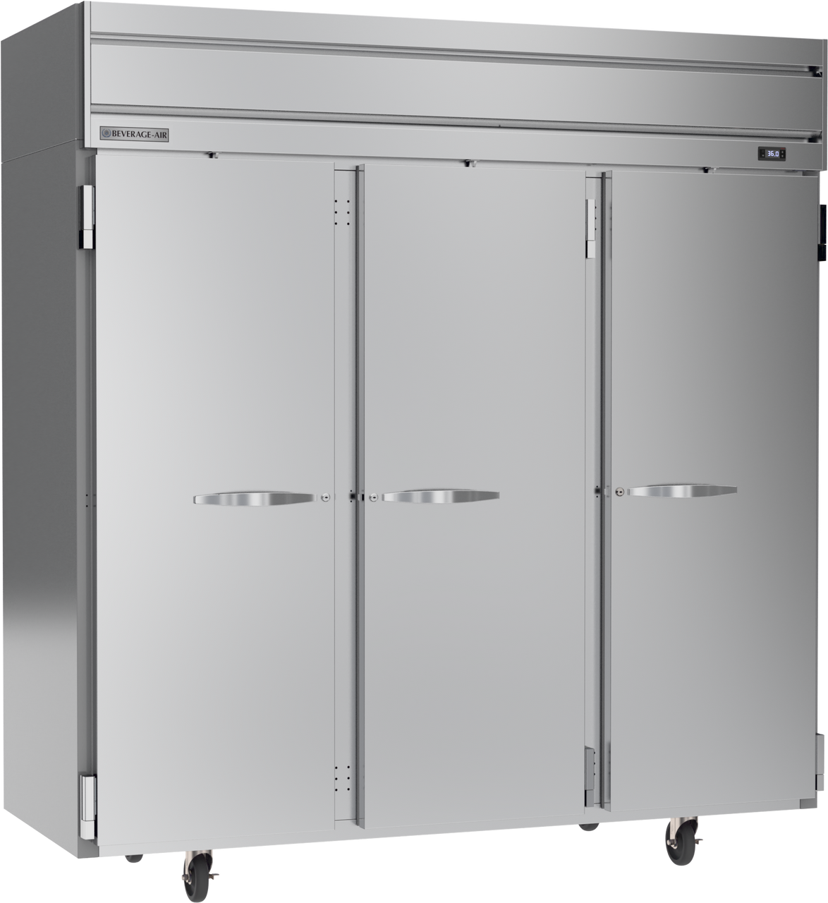 Beverage-Air - 78" Horizon Stainless Steel Reach-In Refrigerator w/ 3 Solid Swing Doors - HRS3HC-1S