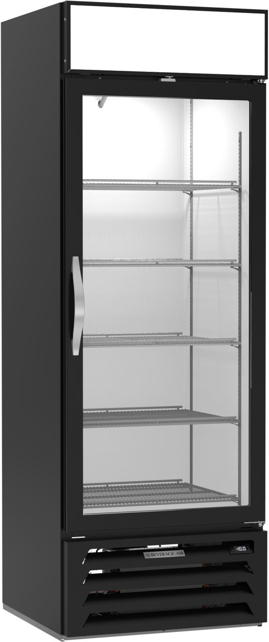Beverage-Air - 27" MarketMax Black Shallow Depth Merchandiser Freezer w/ 1 Swing Glass Door - MMF19HC-1-B