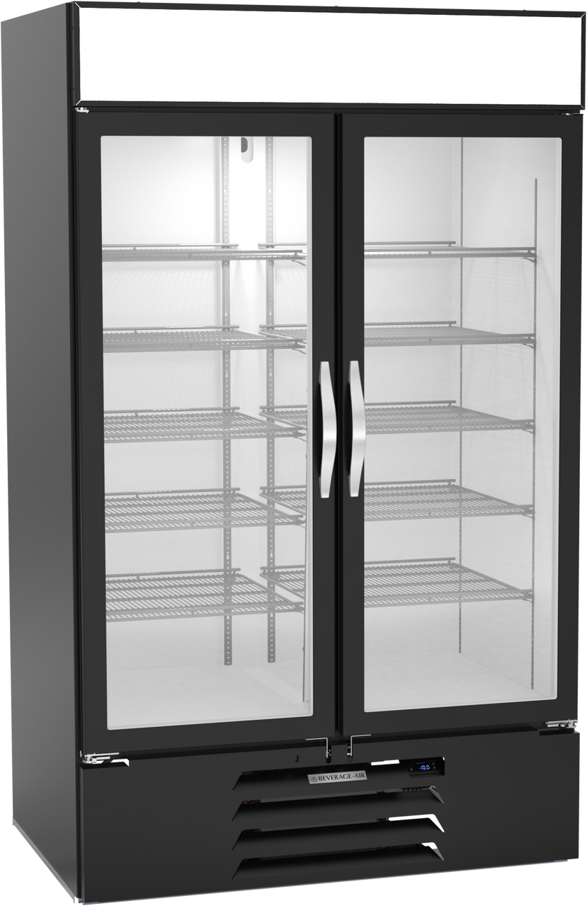 Beverage-Air - 47" MarketMax IQ Black Merchandiser Freezer w/ 2 Swing Glass Doors - MMF44HC-1-B-IQ