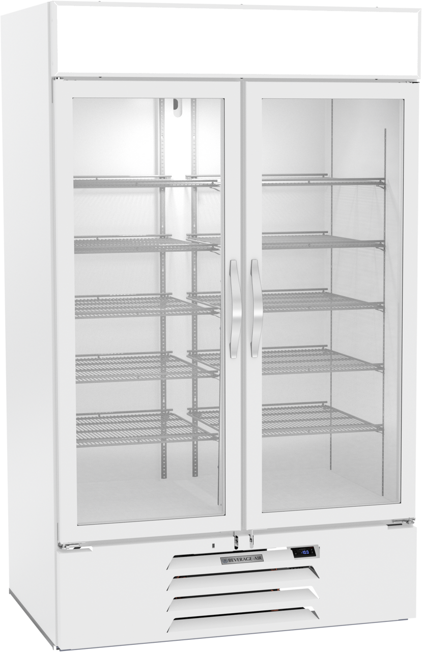 Beverage-Air - 47" MarketMax IQ White Merchandiser Freezer w/ 2 Swing Glass Doors - MMF44HC-1-W-IQ