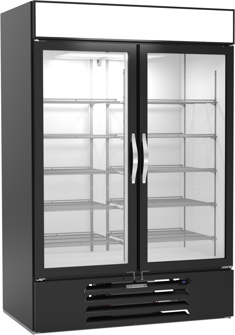Beverage-Air - 52" MarketMax IQ Black Merchandiser Freezer w/ 2 Swing Glass Doors - MMF49HC-1-B-IQ