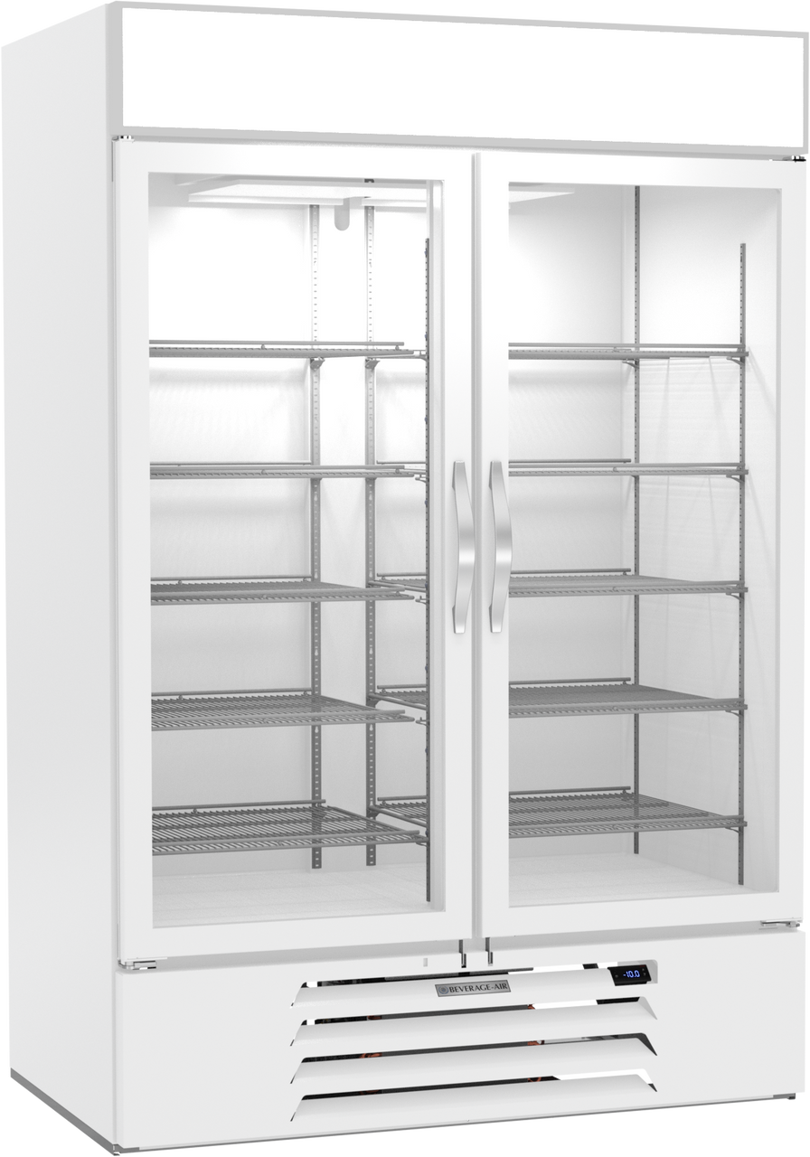 Beverage-Air - 52" MarketMax IQ White Merchandiser Freezer w/ 2 Swing Glass Doors - MMF49HC-1-W-IQ