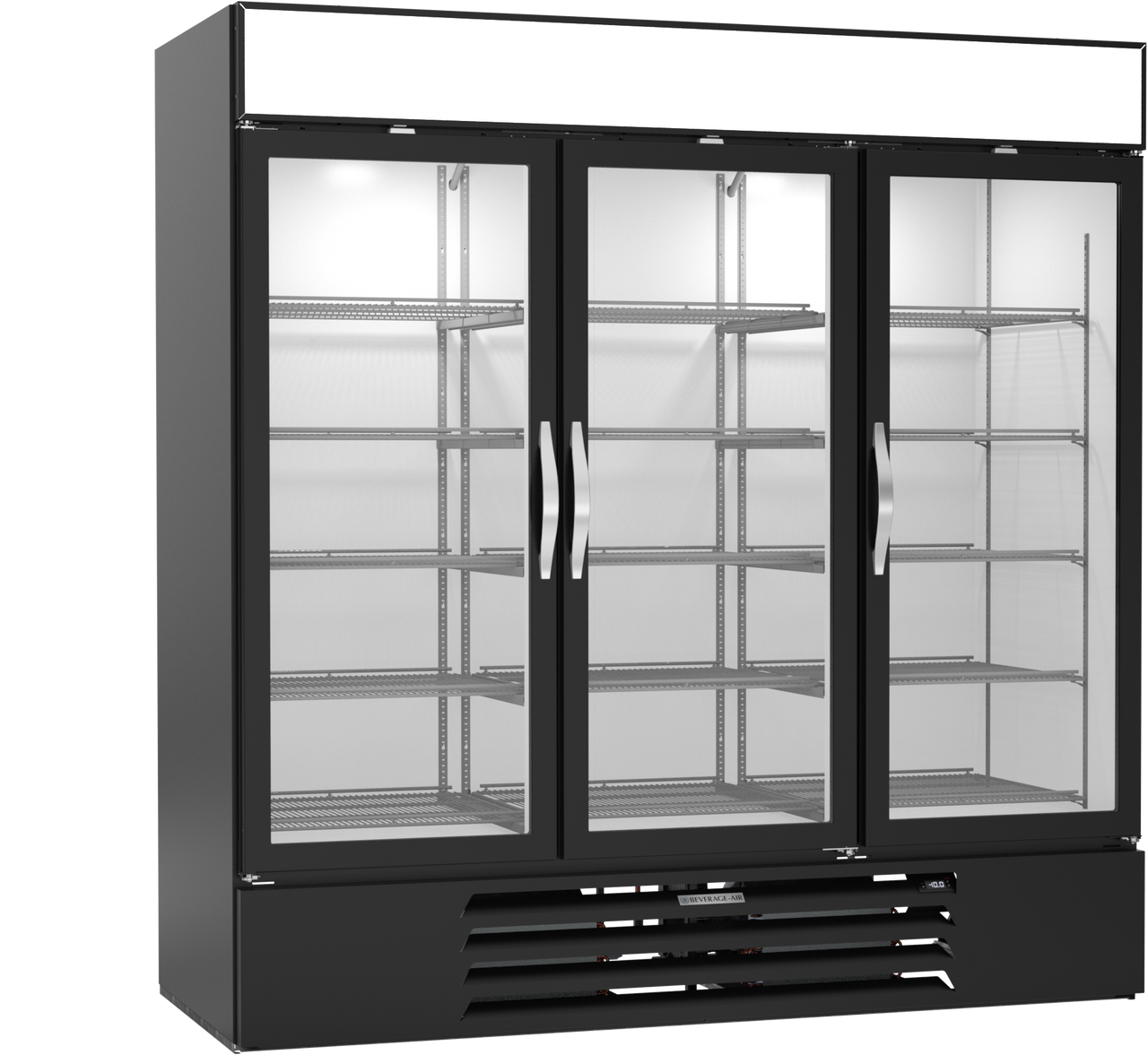 Beverage-Air - 75" MarketMax Black Merchandiser Freezer w/ 3 Swing Glass Doors - MMF72HC-1-B