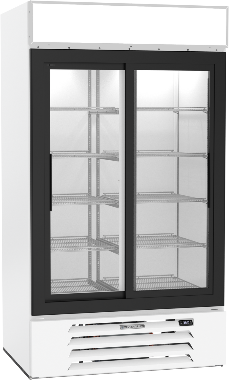 Beverage-Air - 43" MarketMax White Merchandiser Refrigerator w/ 2 Sliding Glass Doors - MMR38HC-1-W