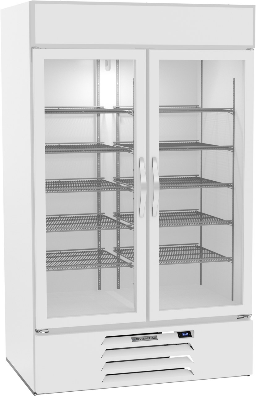 Beverage-Air - 47" MarketMax White Merchandiser Refrigerator w/ 2 Swing Glass Doors - MMR44HC-1-W