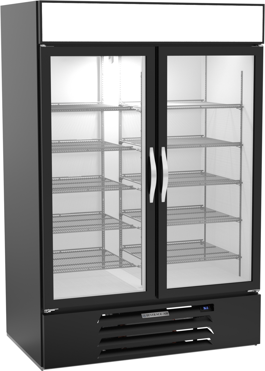 Beverage-Air - 47" MarketMax Black Pass-Thru Merchandiser Refrigerator w/ 4 Swing Glass Doors - MMR49HC-1-B-PT
