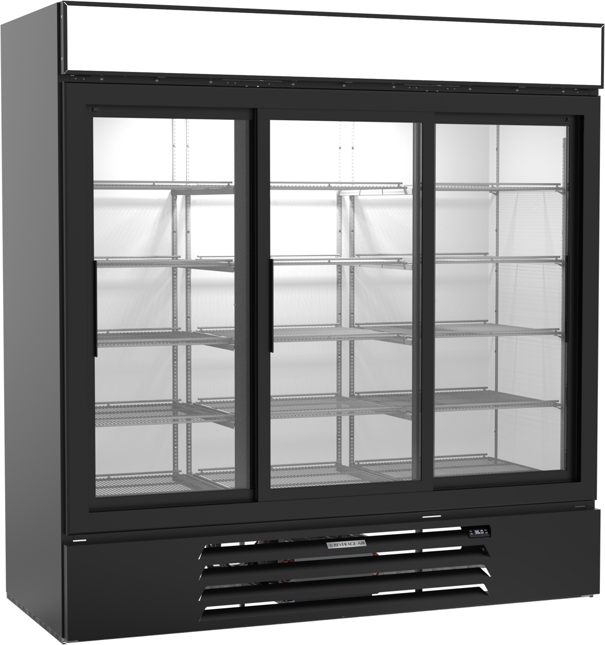 Beverage-Air - 75" MarketMax Black Merchandiser Refrigerator w/ 3 Sliding Glass Doors - MMR66HC-1-B
