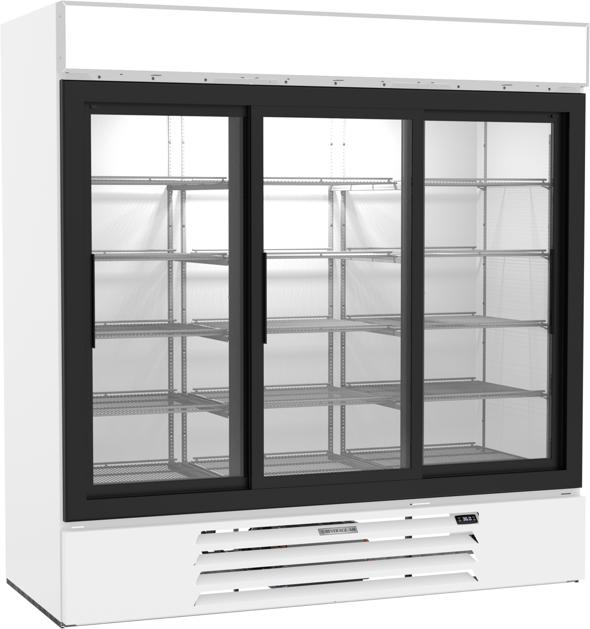 Beverage-Air - 75" MarketMax White Merchandiser Refrigerator w/ 3 Sliding Glass Doors - MMR66HC-1-W