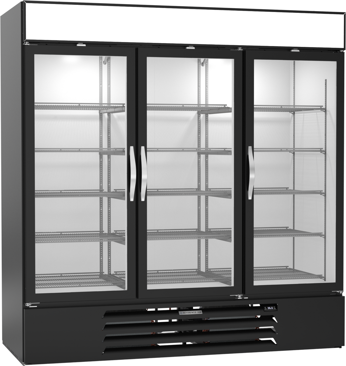 Beverage-Air - 75" MarketMax Black Wine Refrigerator w/ 3 Swing Glass Doors - MMR72HC-1-B-WINE