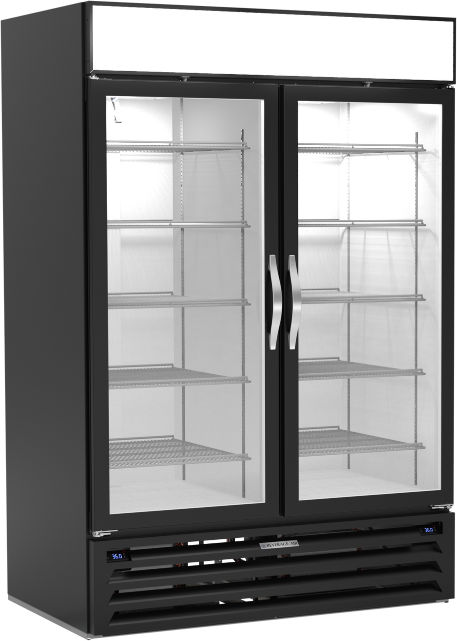 Beverage-Air - 52" MarketMax Black Dual Temp Wine Refrigerator w/ 2 Swing Glass Doors - MMRR49HC-1-A-BW-WINE