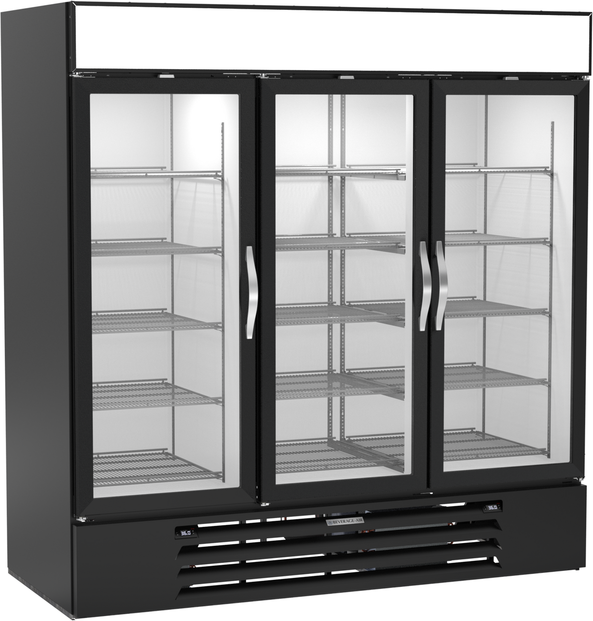 Beverage-Air - 75" MarketMax Black Dual Temp Wine Refrigerator w/ 3 Swing Glass Doors - MMRR72HC-1-B-BW-WINE