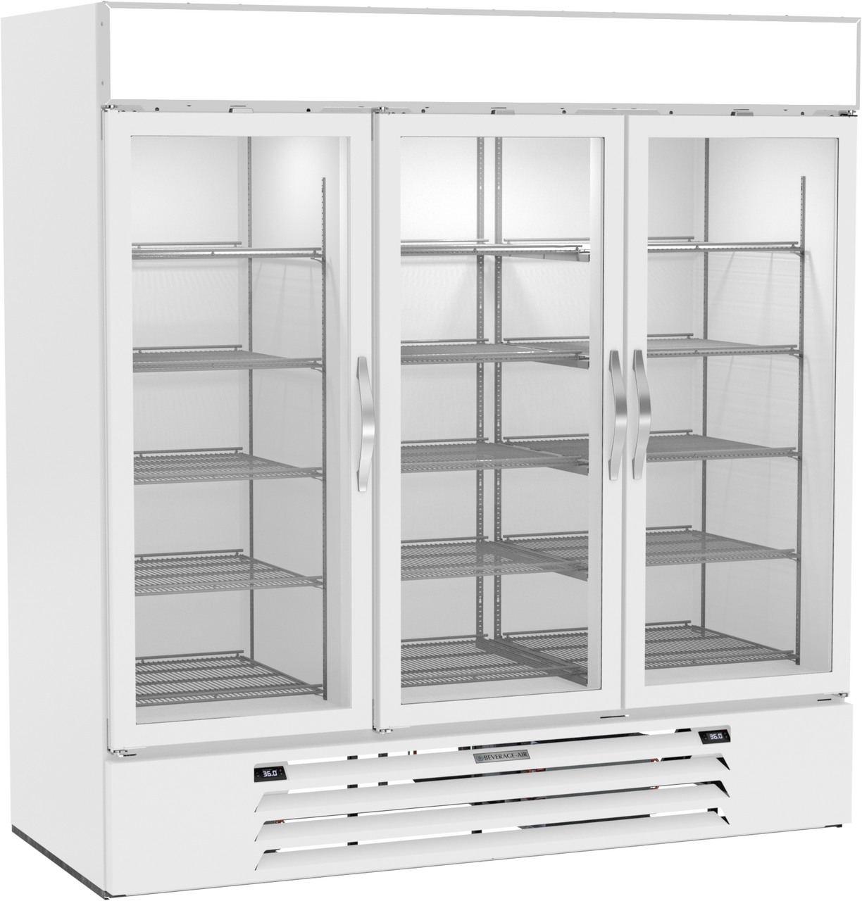 Beverage-Air - 75" MarketMax White Dual Temp Wine Refrigerator w/ 3 Swing Glass Doors - MMRR72HC-1-B-WW-WINE