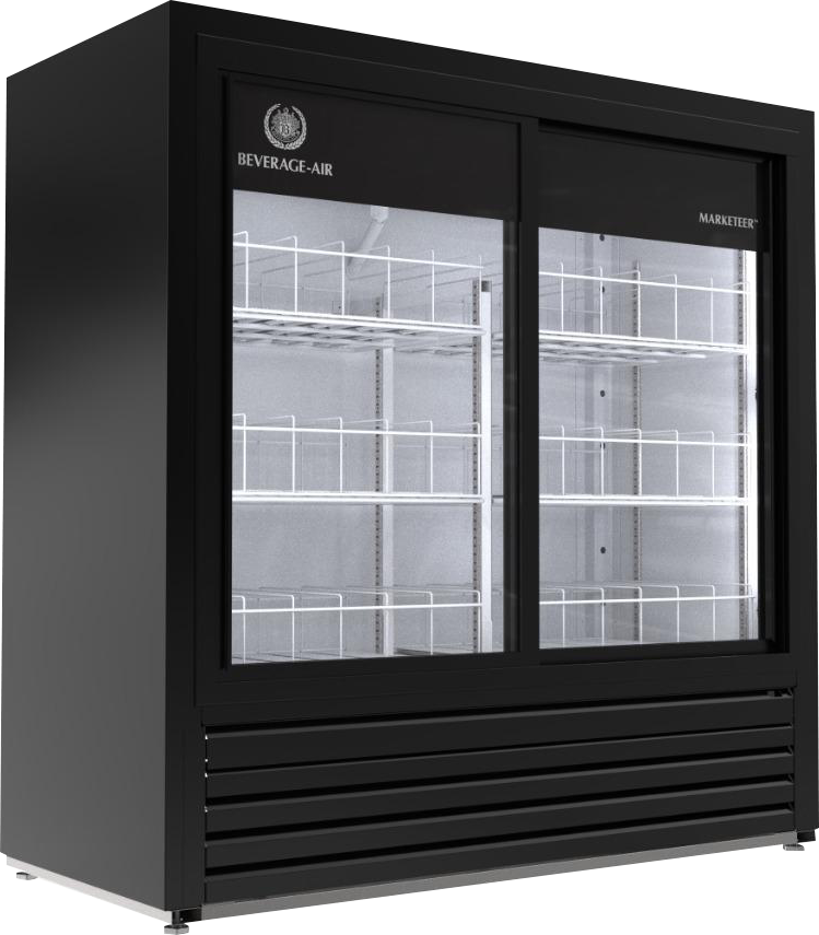 Beverage-Air - 47" Marketeer Black Merchandiser w/ 2 Sliding Glass Doors - MT41-48-1-SDB