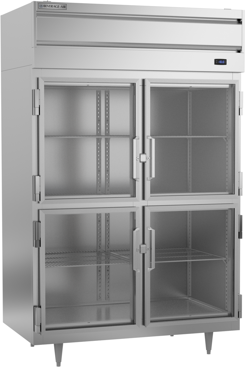 Beverage-Air - 52" P Series Stainless Steel Reach-In Freezer w/ 4 Glass Swing Half Doors - PF2HC-1BHG