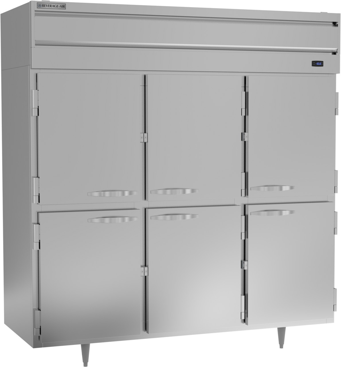 Beverage-Air - 78" P Series Stainless Steel Reach-In Freezer w/ 6 Solid Swing Half Doors - PF3HC-1AHS