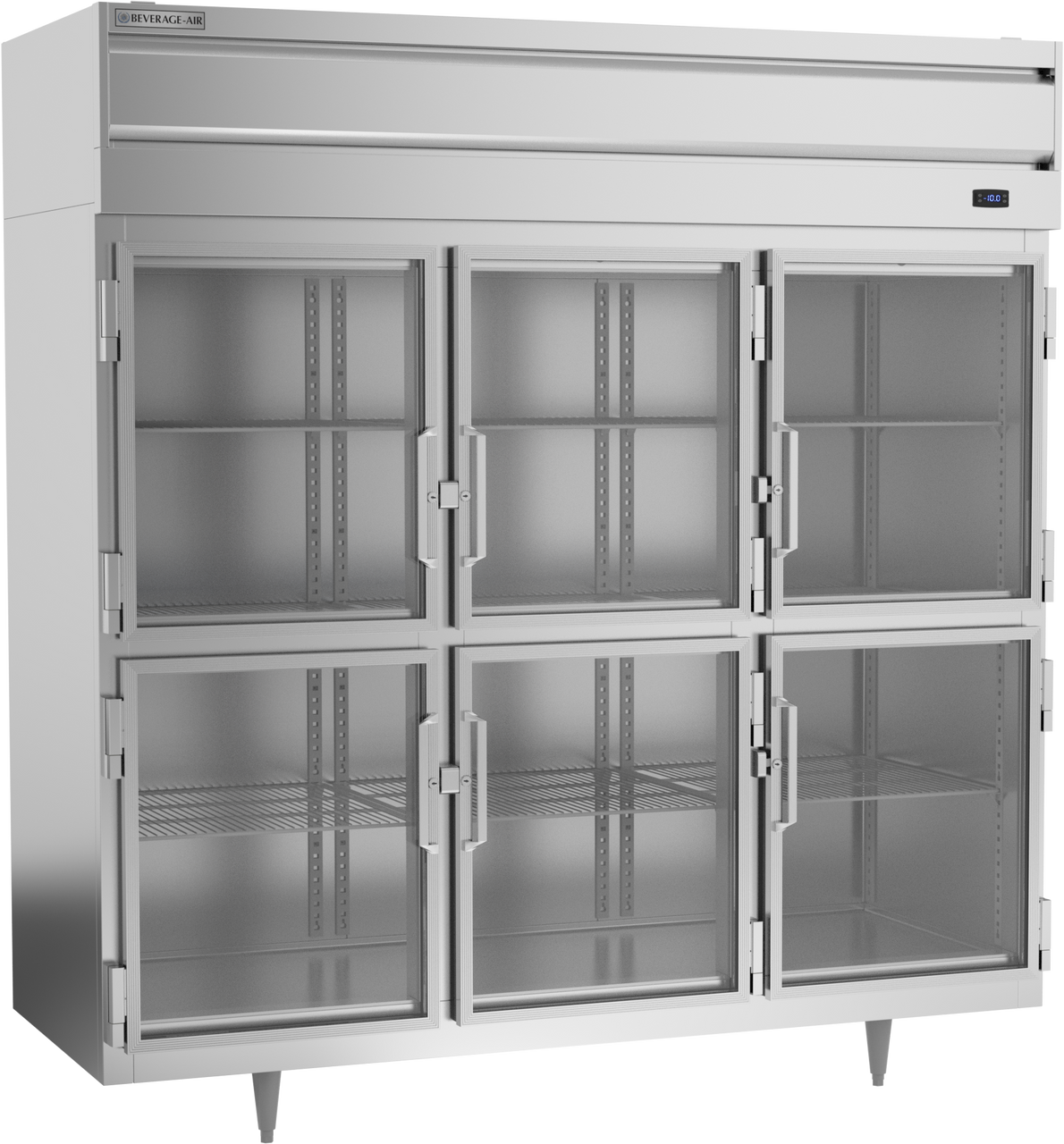 Beverage-Air - 78" P Series Stainless Steel Reach-In Freezer w/ 6 Glass Swing Half Doors - PF3HC-1BHG