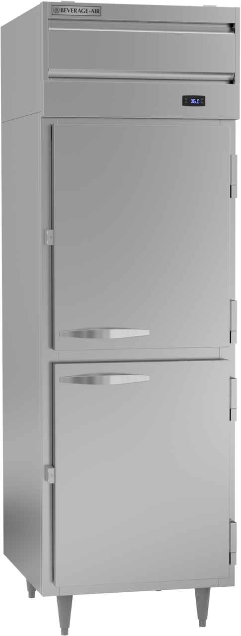 Beverage-Air - 27" P Series Stainless Steel Reach-In Refrigerator w/ 2 Solid Swing Half Doors - PR1HC-1AHS